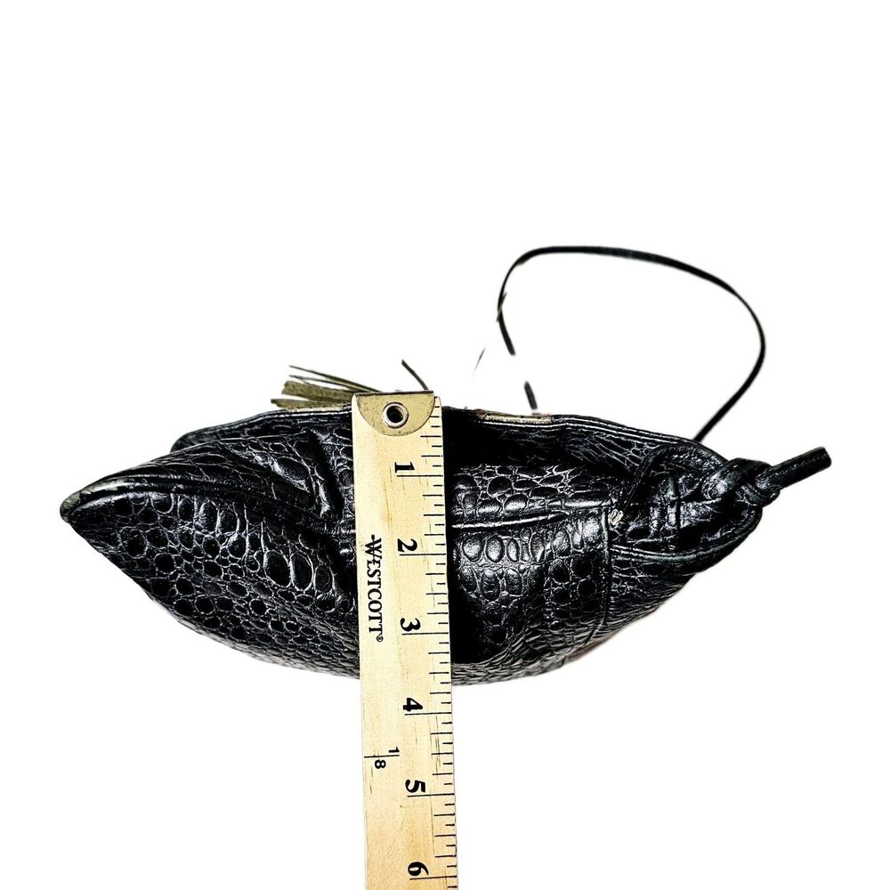 VTG Pinky Crossbody Shoulder Bag Pebble Leather Elephants Tassel Blk 1980s USA! - Picture 14 of 14